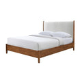 Carry Full Size Bed W Beige Boucle Upholstered Headboard Walnut Brown