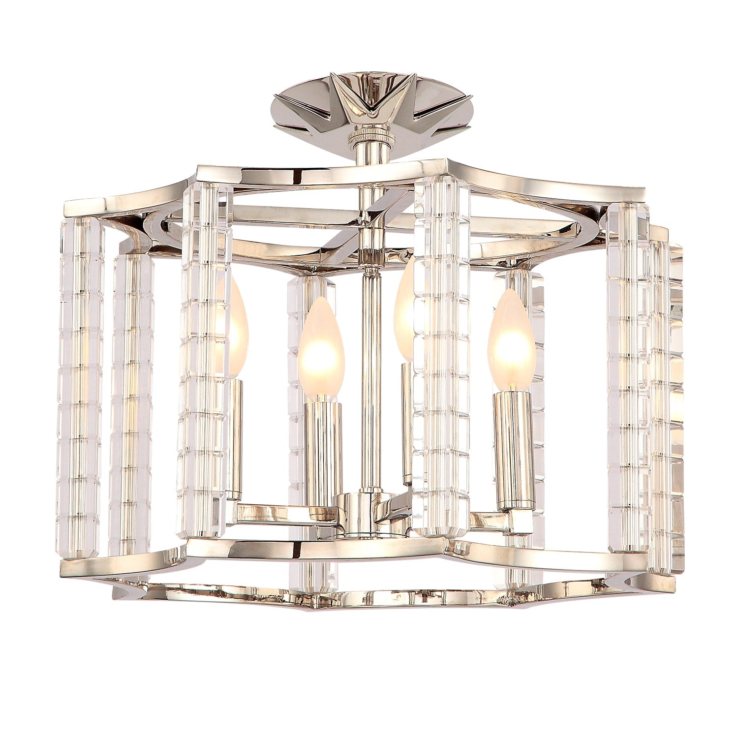 Crystorama Carson Collection 4 Light Polished Nickel Semi Flush Mount