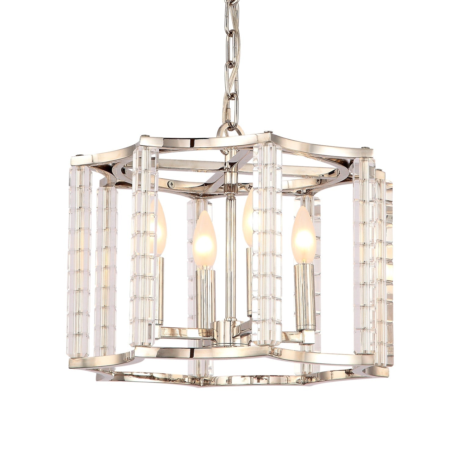 Crystorama Carson Collection 4 Light Polished Nickel Mini Chandelier Silver
