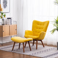 Leiria Contemporary Silky Velvet Tufted Accent Chair With Ottoman