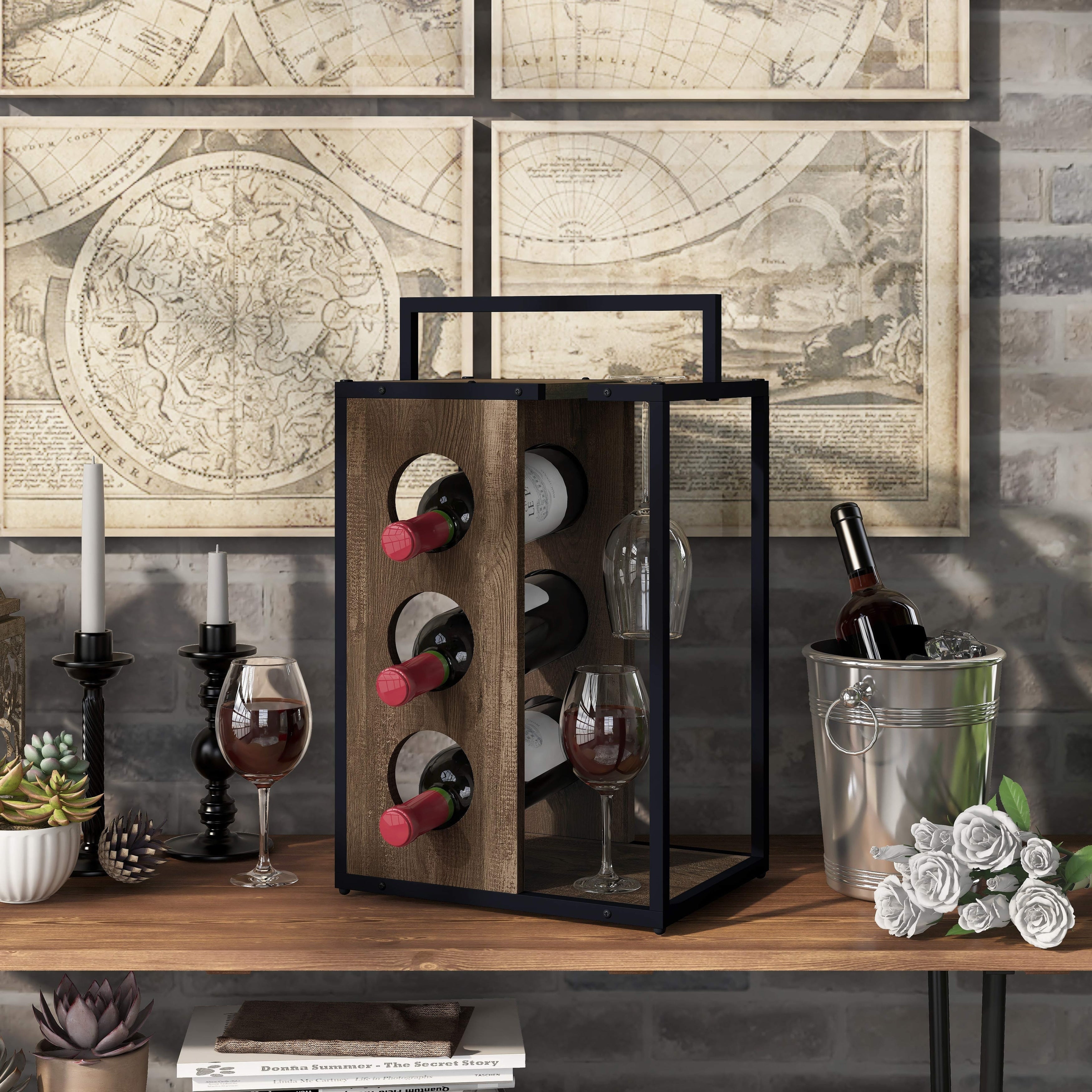 Corrente Rustic Reclaimed Oak Wine Rack By Foa