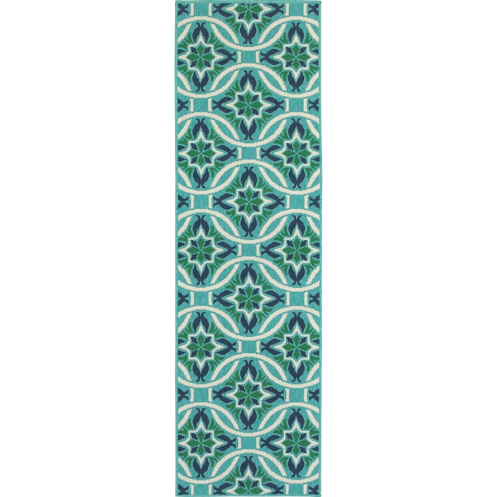 Havenside Home Lewisburg Floral Blue Green Indoor Outdoor Area Rug 86 X 13