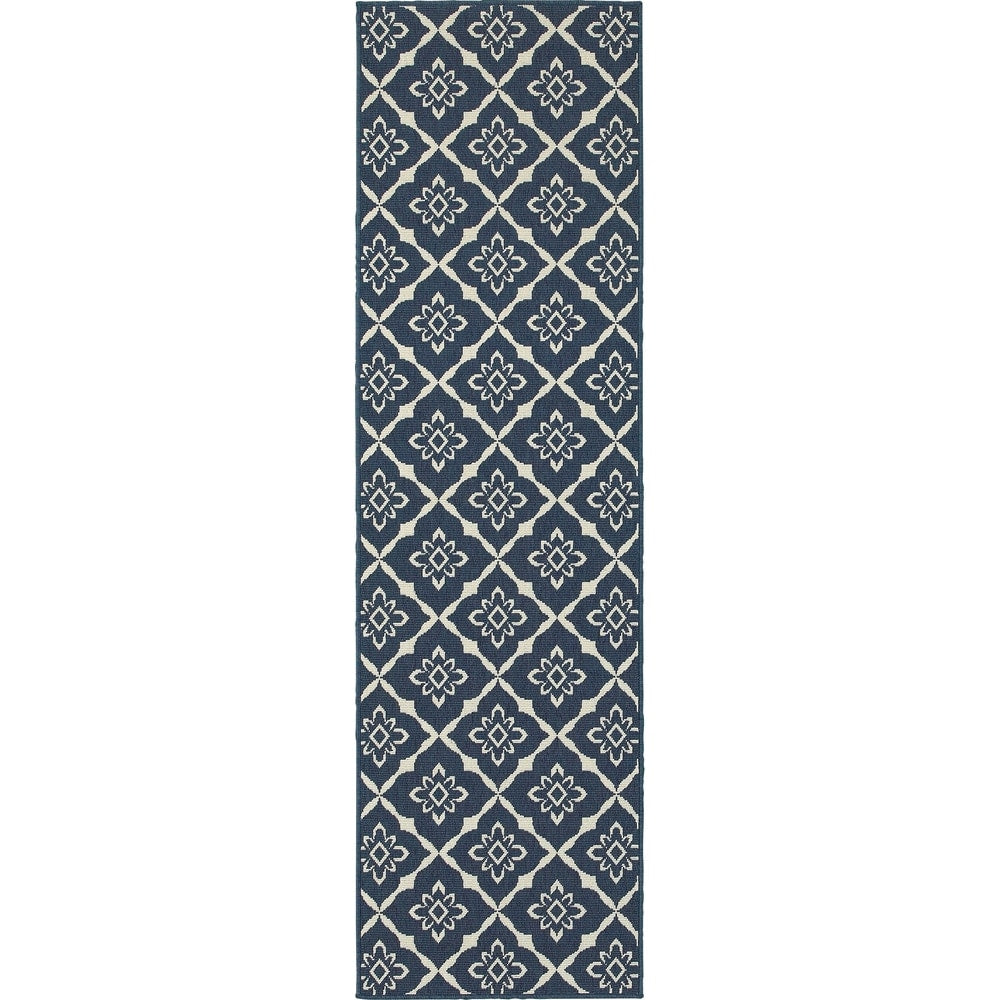 Carson Carrington Akersberga Lattice Navy Ivory Indoor Outdoor Area Rug 710 X 1010