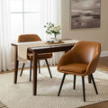 Carson Carrington Akrehamn 2 Piece Cappuccino Faux Leather Arm Chairs Set With Beech Legs