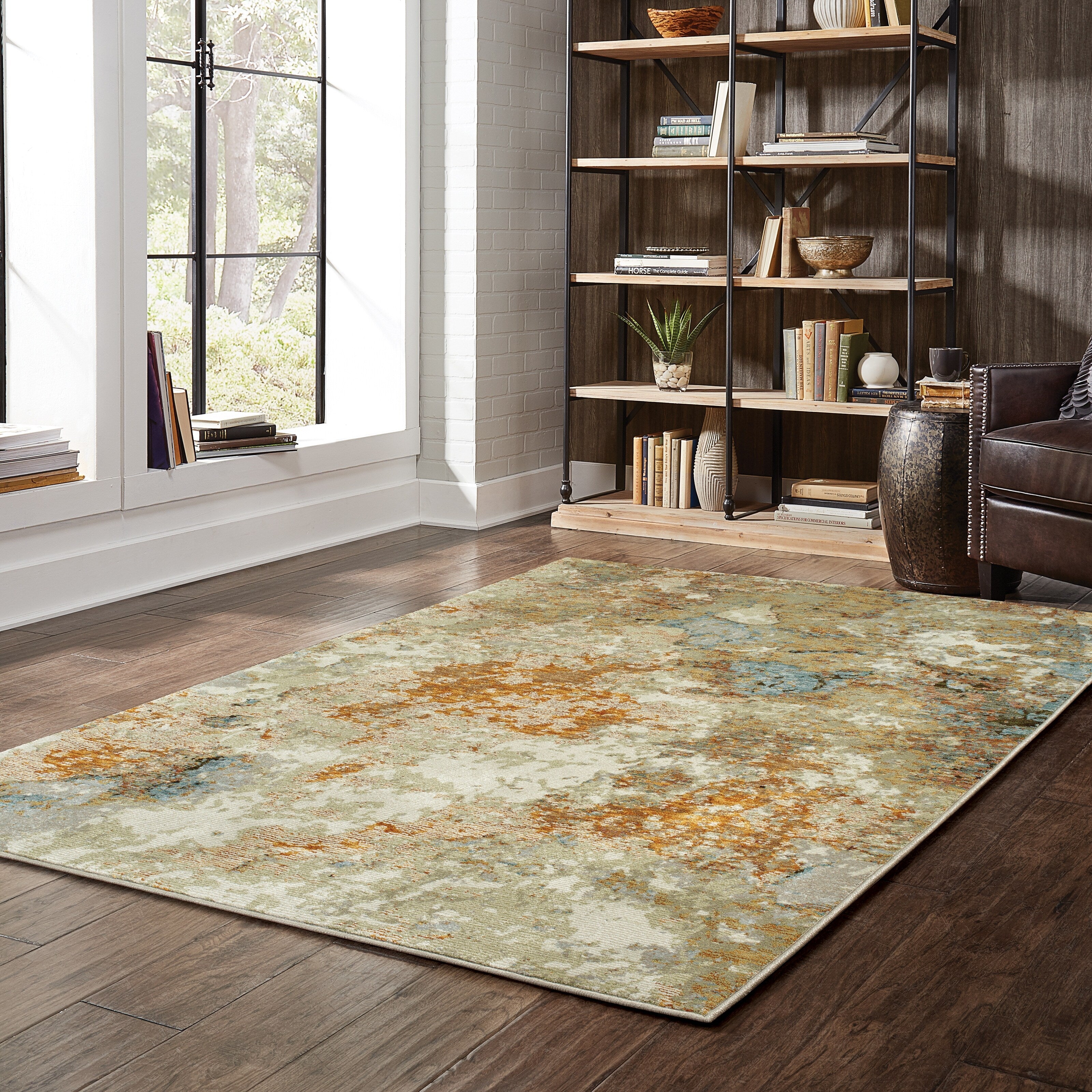 Carson Carrington Albertslund Marble Gold Beige Area Rug 53 X 73