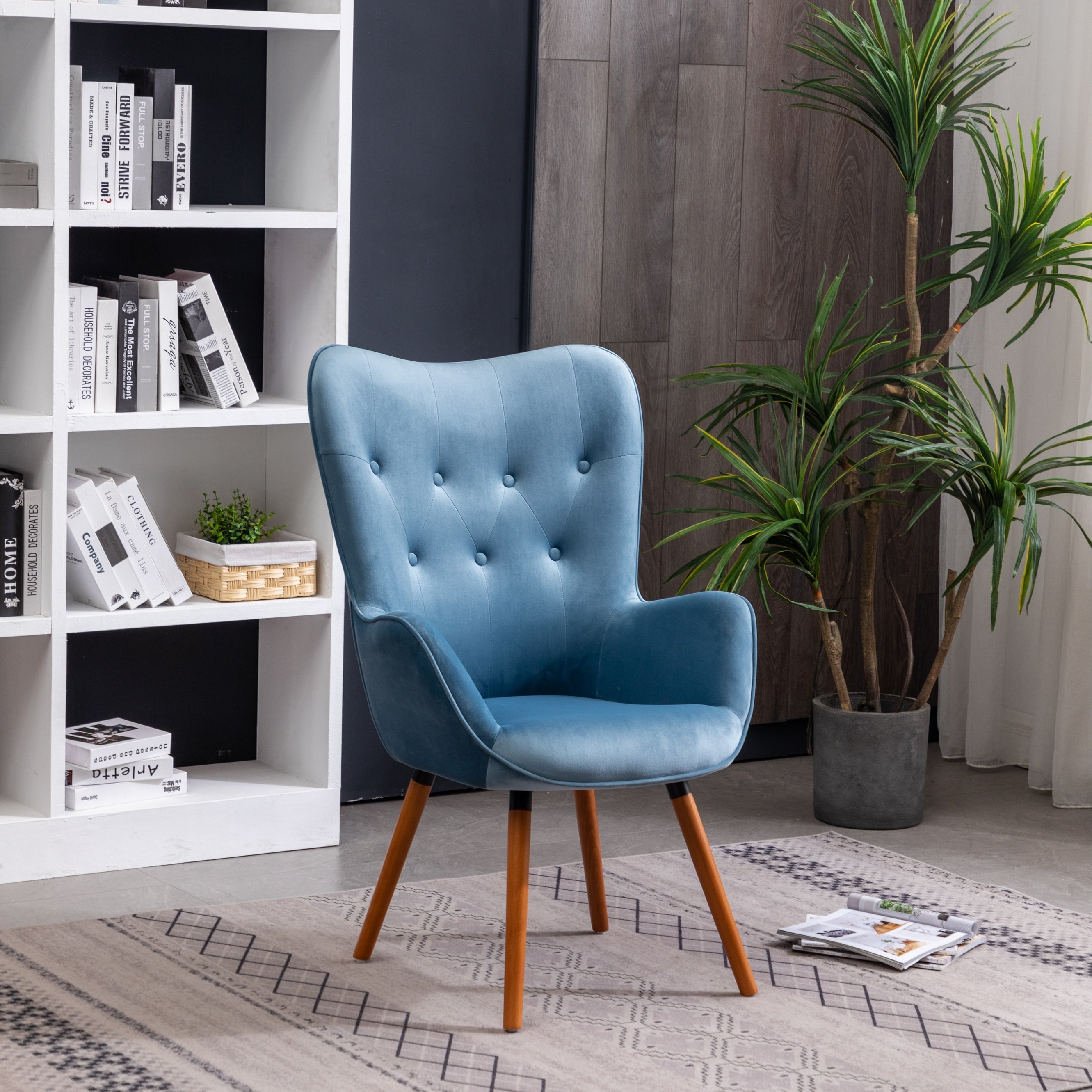Carson Carrington Arvika Button Tufted High Back Velvet Accent Chair