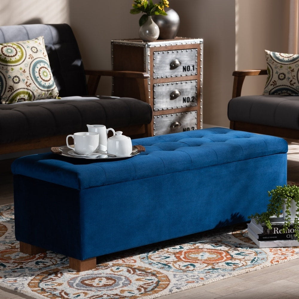 Carson Carrington Bahult Upholstered Grid Tufted Storage Ottoman Bench