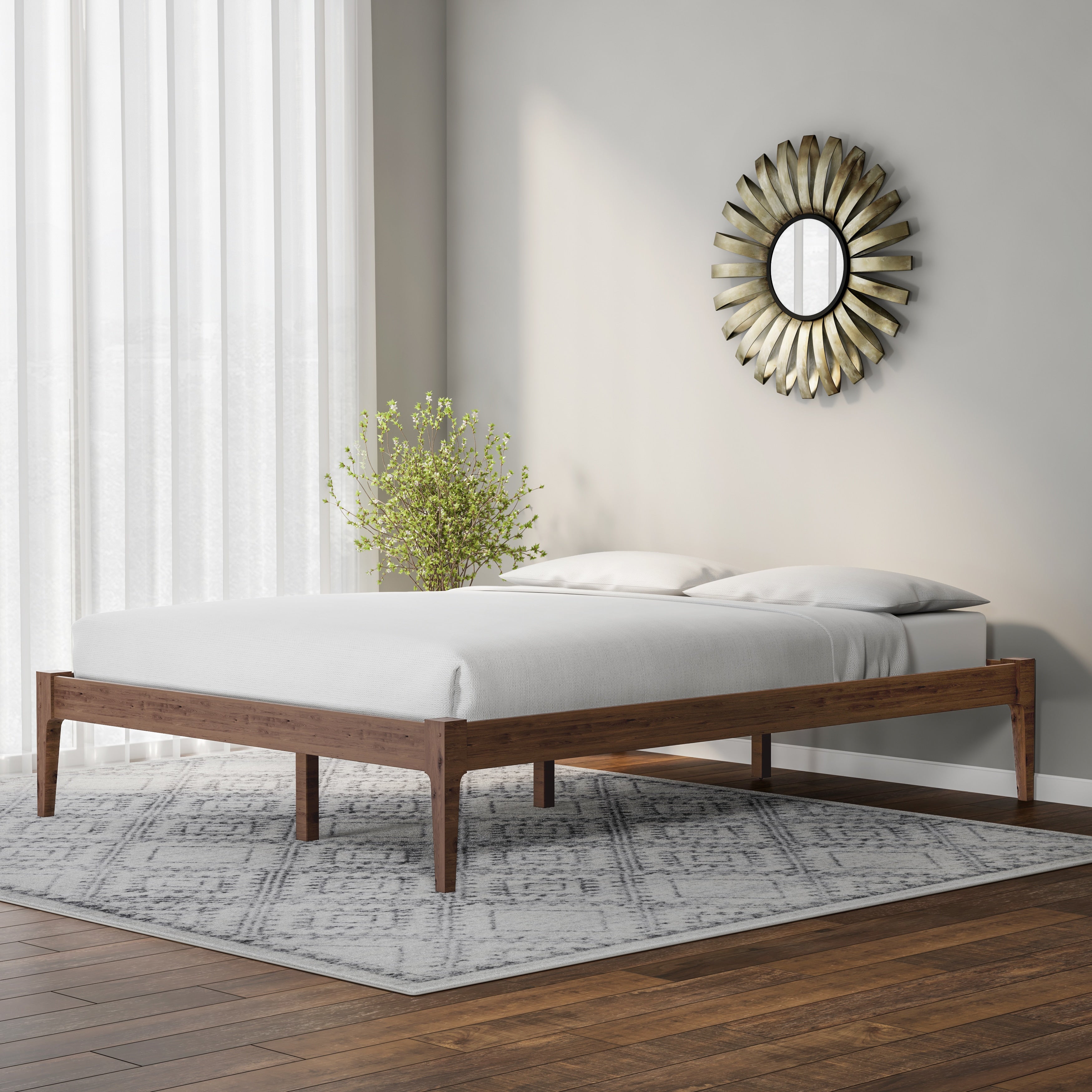Baxton Studio Mid Century Modern Solid Wood Platform Bed