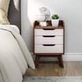 Carson Carrington Borlange Mid Century White And Walnut 3 Drawer Nightstand