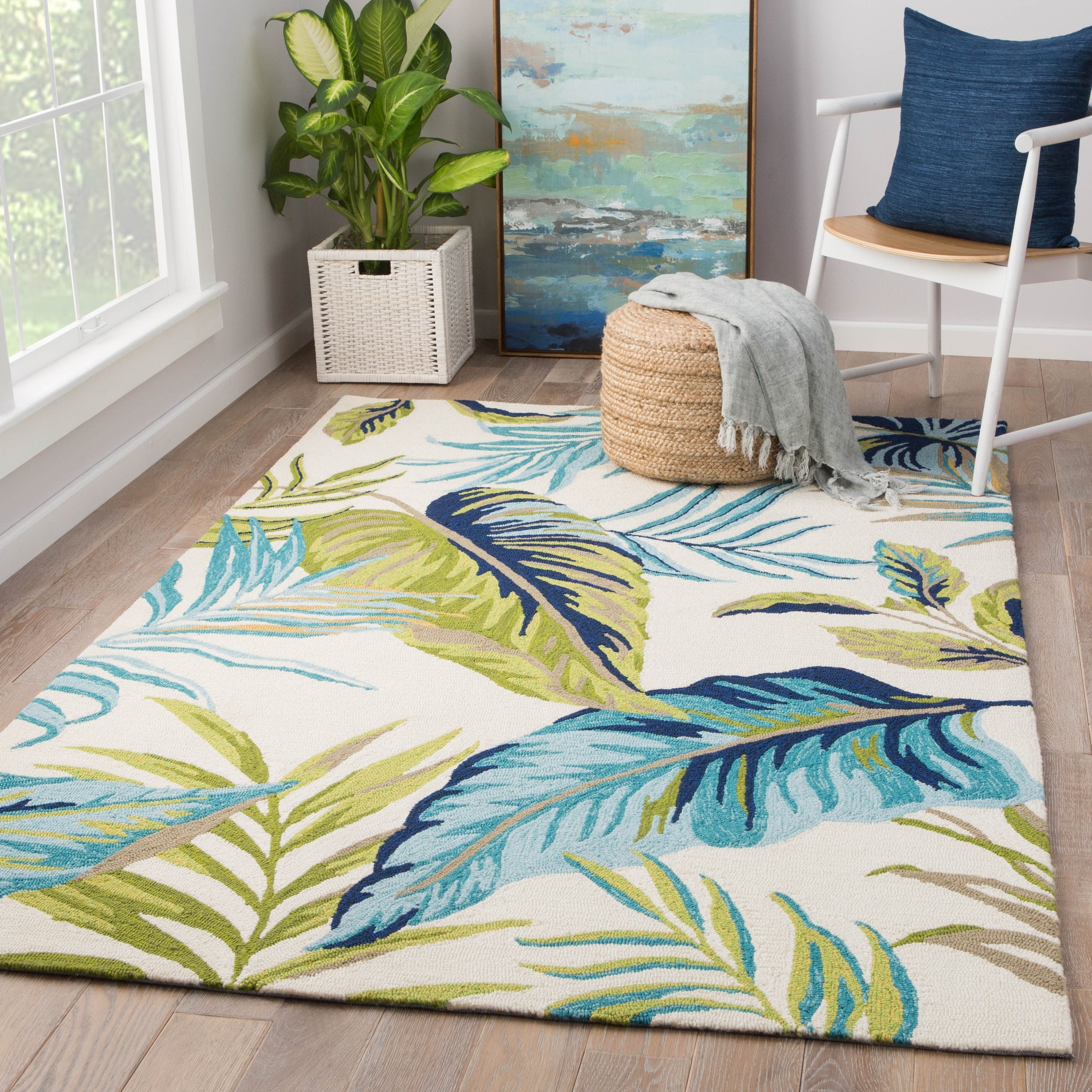 Carson Carrington Brande Montego Blue Green Indoor Outdoor Floral Area Rug 76 X96