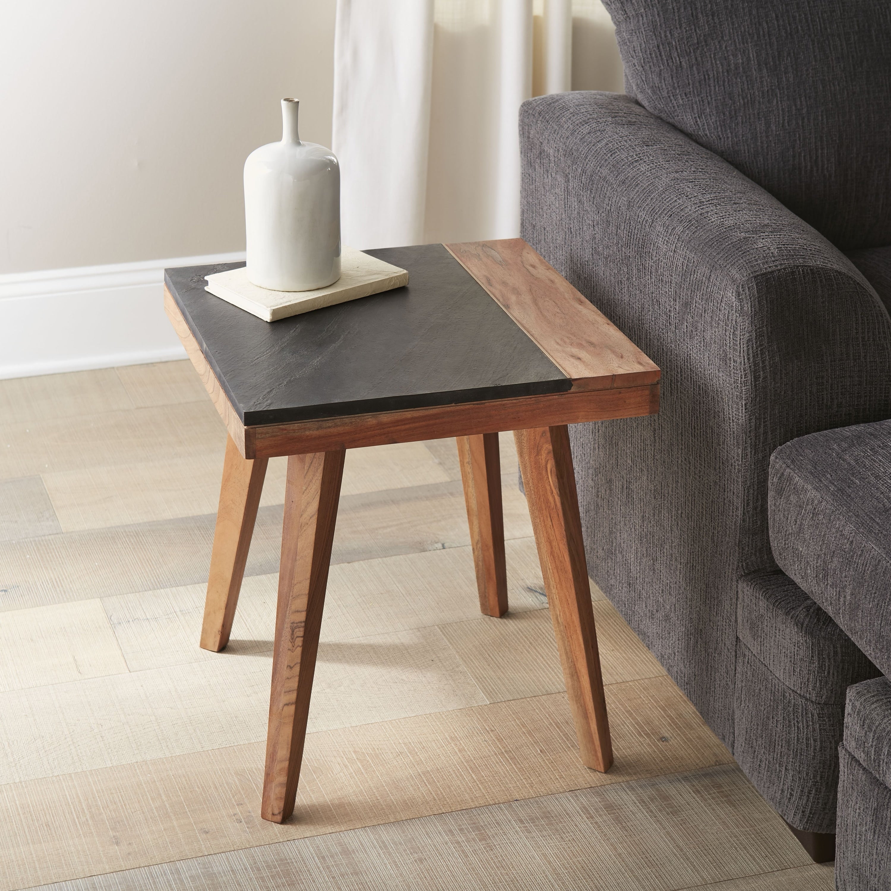 Carson Carrington Chester Solid Wood And Slate End Table