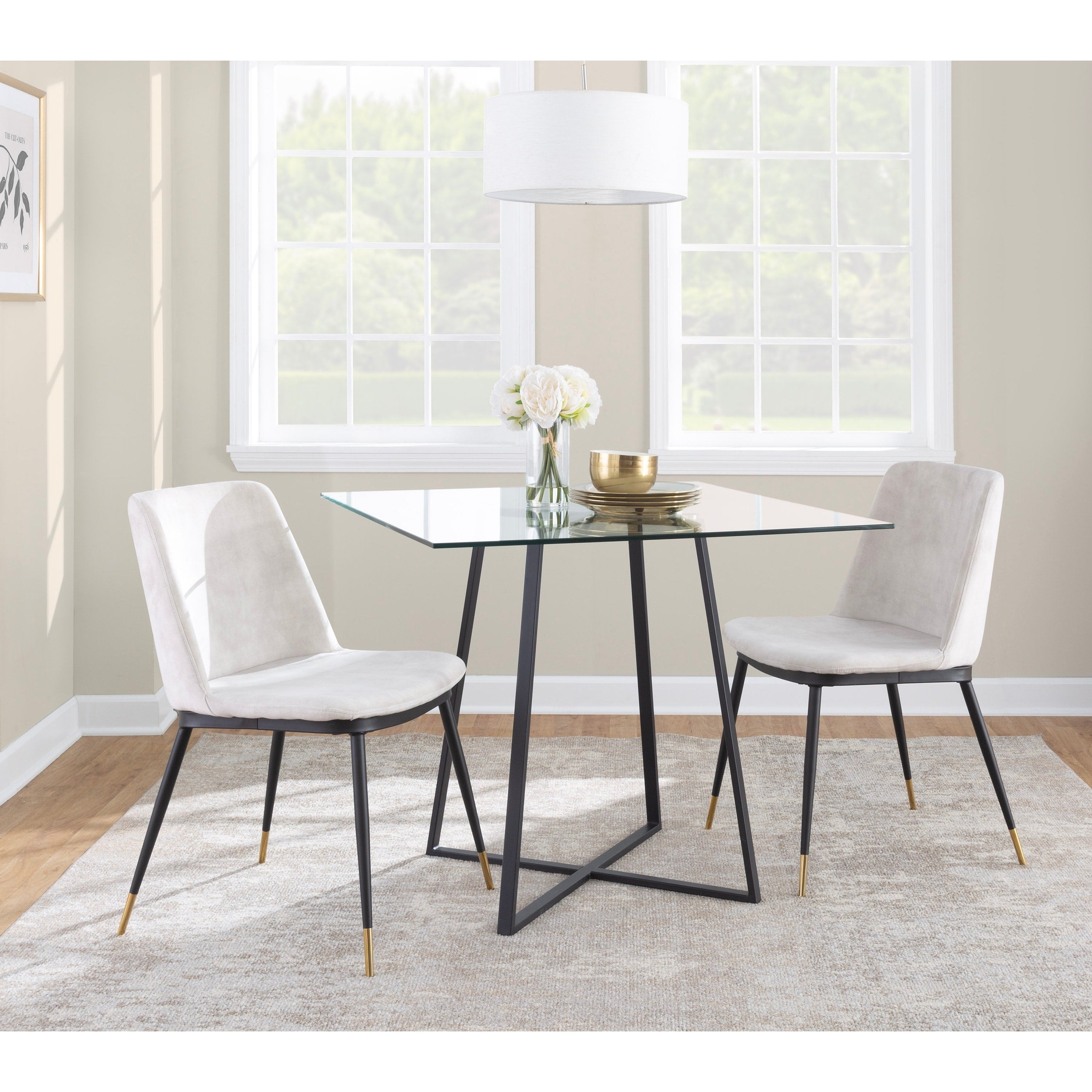 Wanda Upholstered Dining Chair With Gold Accents Set Of 2 N A