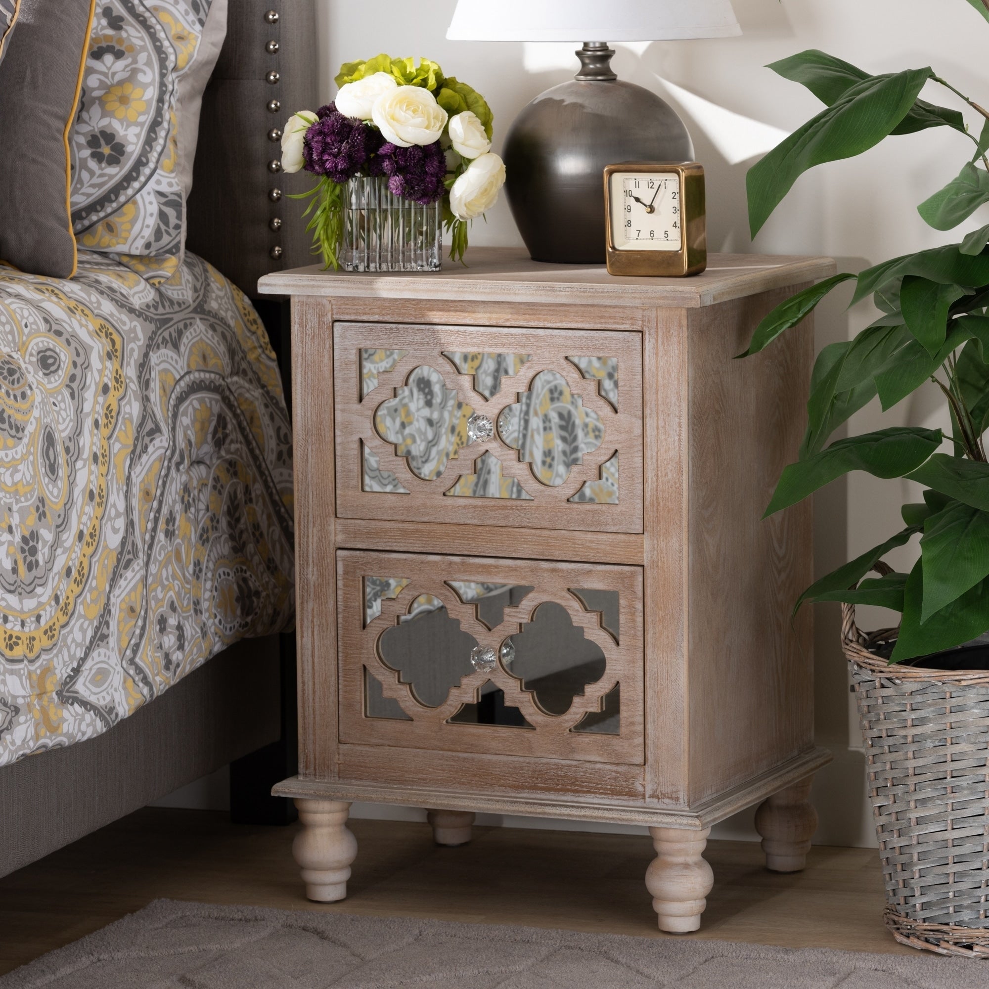 Carson Carrington Dagarn Rustic French Country Quatrefoil Nightstand