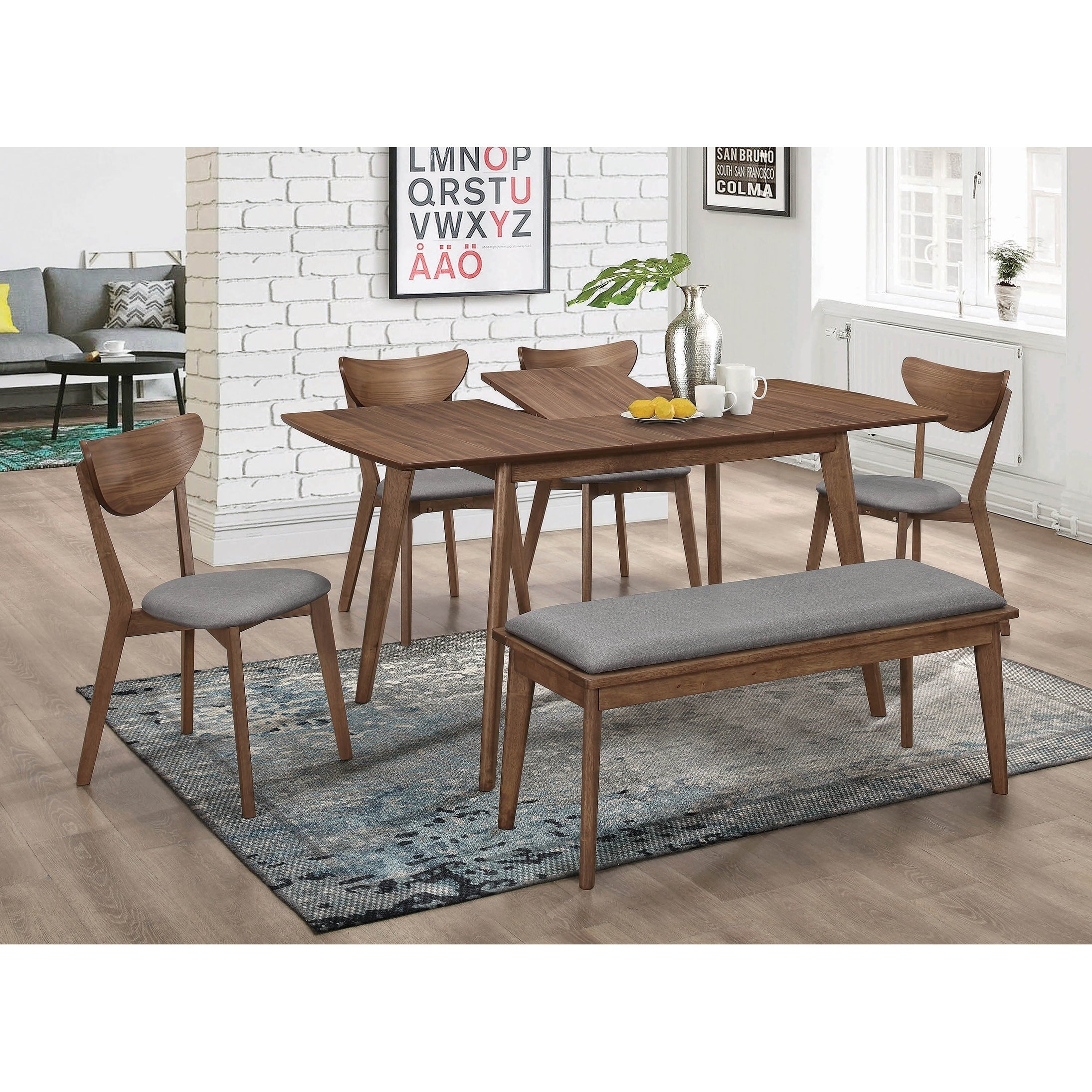 Carson Carrington Daglosten Grey And Natural Walnut 7 Piece Dining Set