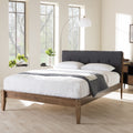 Baxton Studio Kyros Mid Century Modern Grey Fabric Upholstered King Or Queen Size Platform Bed