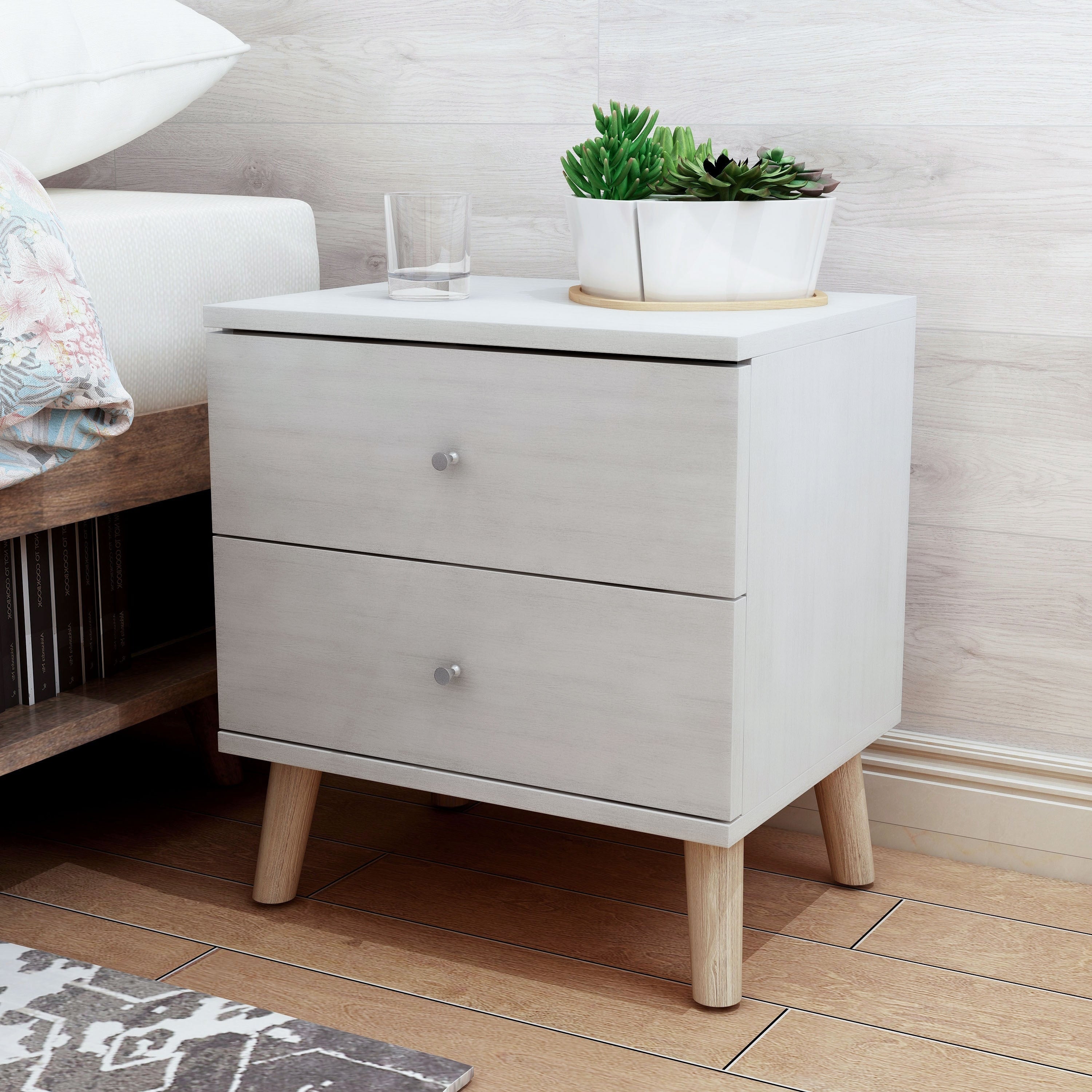Carson Carrington Gjovik Modern White 2 Drawer Nightstand