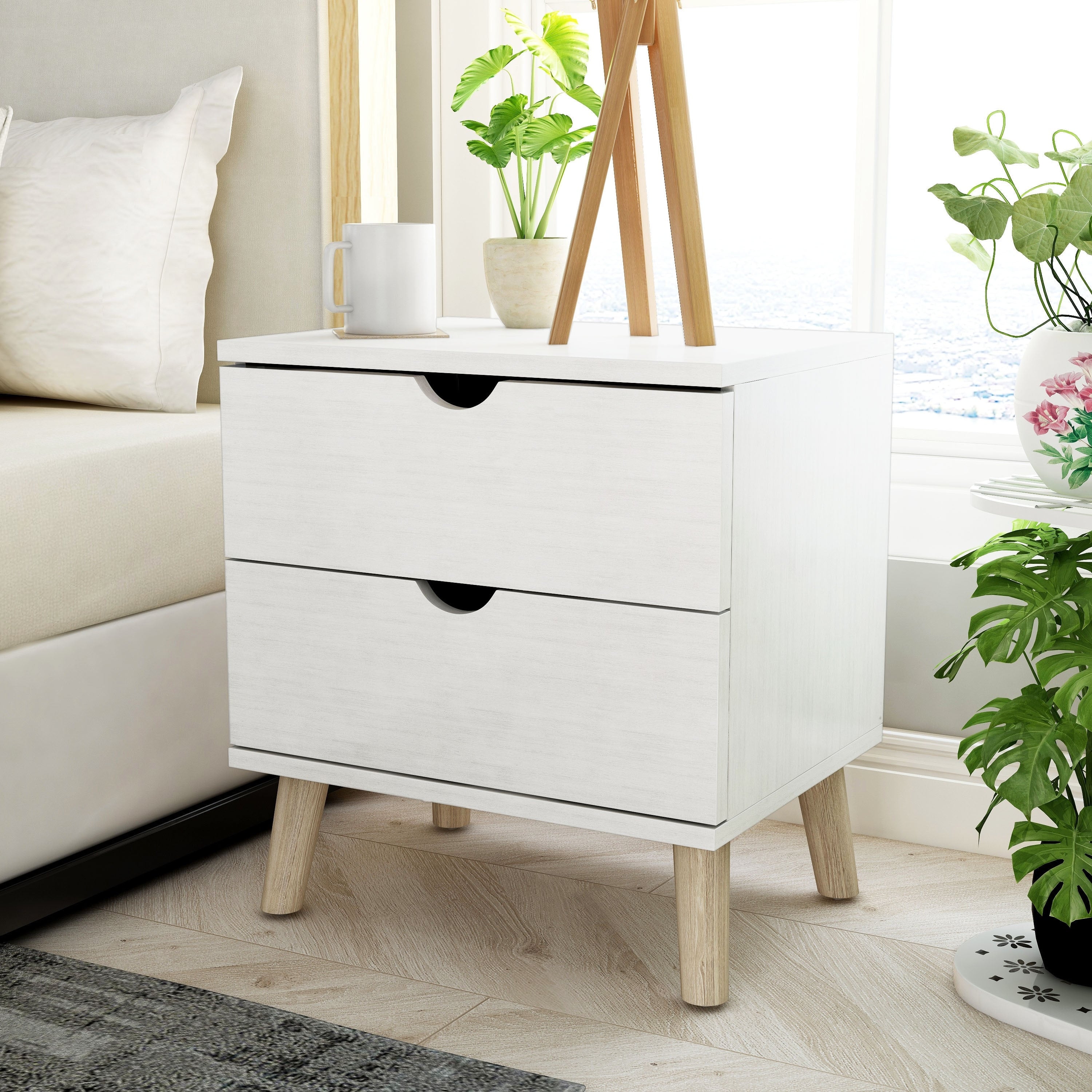 Carson Carrington Gjovik Modern White 2 Drawer Nightstand
