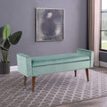 Carson Carrington Grimsey Velvet Storage Bench Aqua Blue
