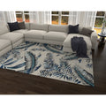 Carson Carrington Haisley Blue Feather Leaf Handmade Rug