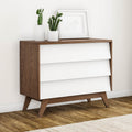 Carson Carrington Halmstad Mid Century White And Brown 3 Drawer Chest