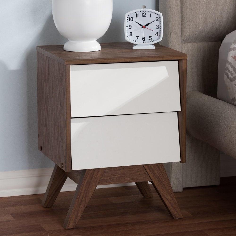 Carson Carrington Halmstad Mid Century White And Brown Nightstand