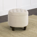 Copper Grove Choccolocco Velvet Round Storage Ottoman Eggshell