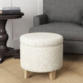 Porch Den Mcmichael Round Storage Ottoman Flared Wood Leg In Grey And Natural