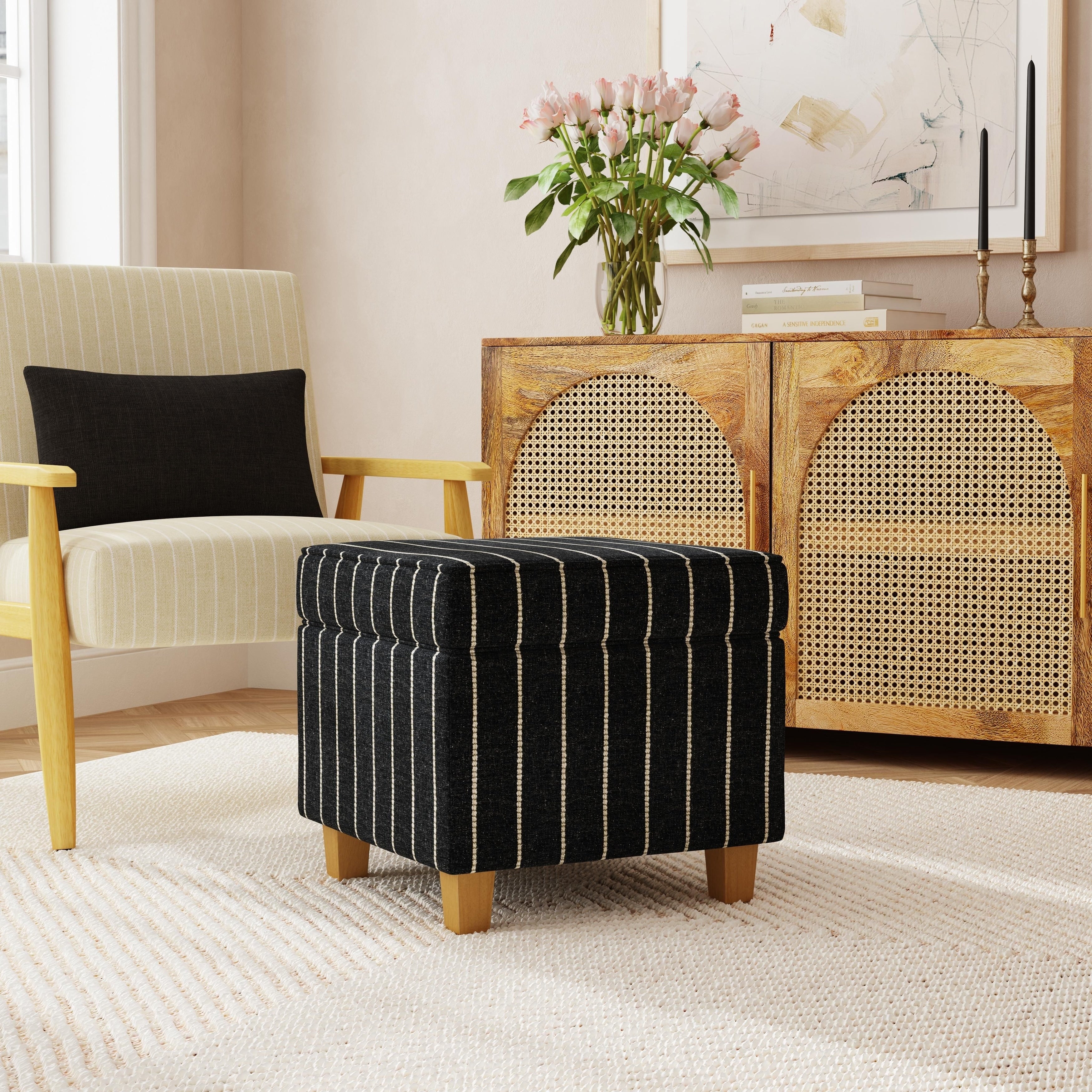 Porch Den Mcmichael Square Storage Ottoman Wood Legs Soft Neutral