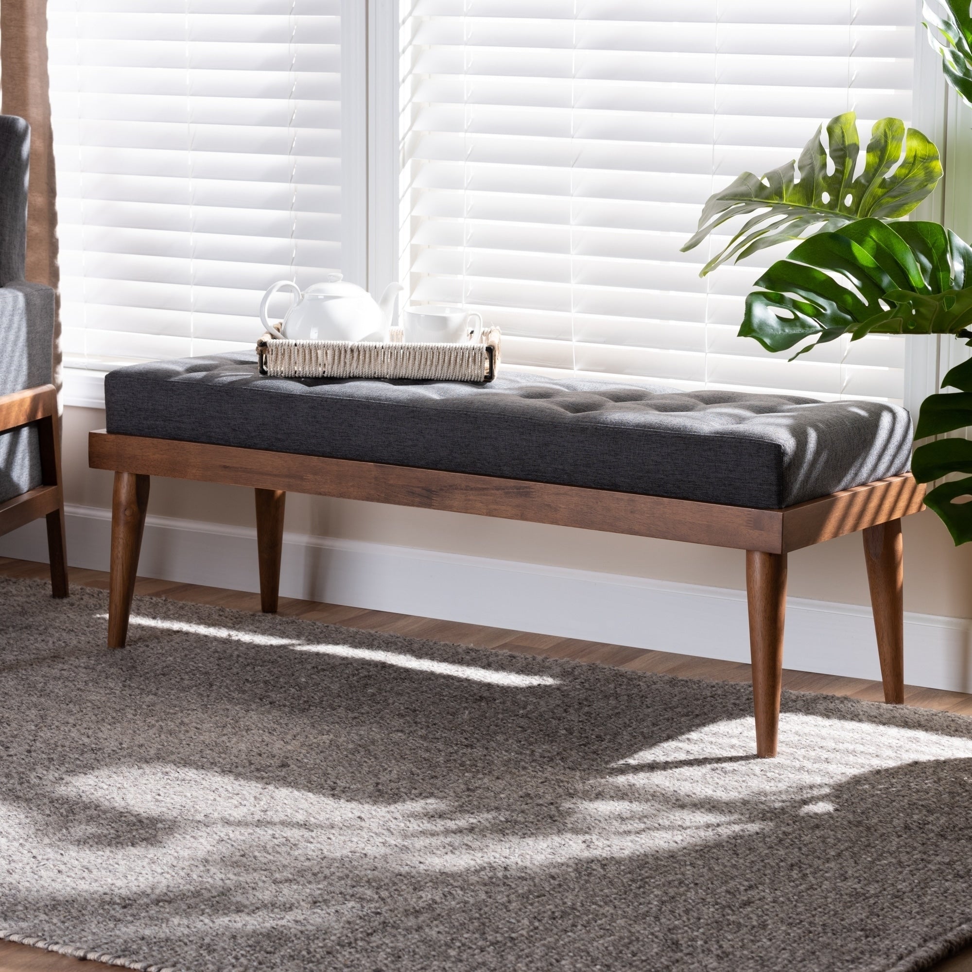 Carson Carrington Hjeltevad Mid Century Fabric Bench