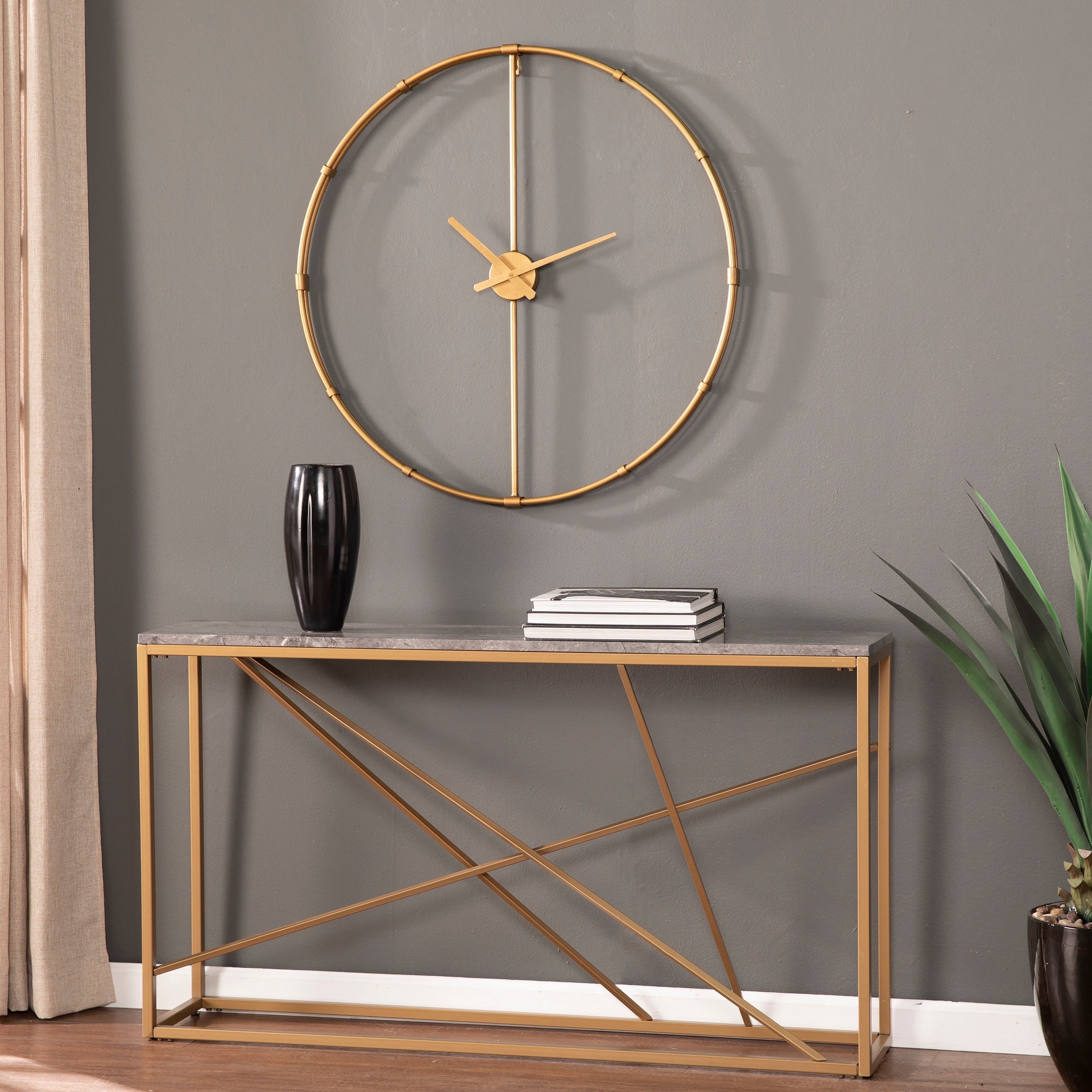 Carson Carrington Home Dexdale Contemporary Gold Large Metal Clock
