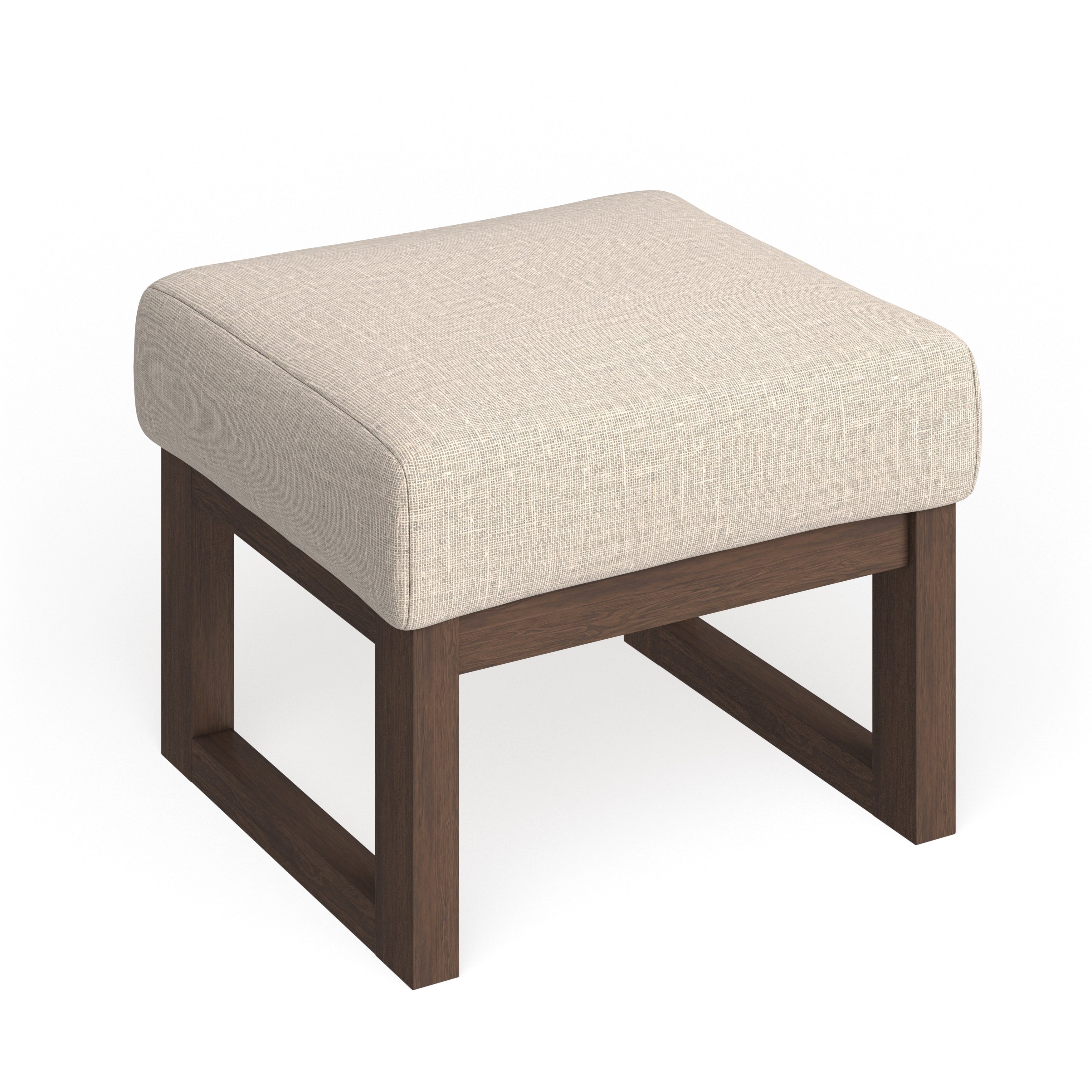 Carson Carrington Torshalla Mid Century Modern Light Beige Upholstered Ottoman Stool
