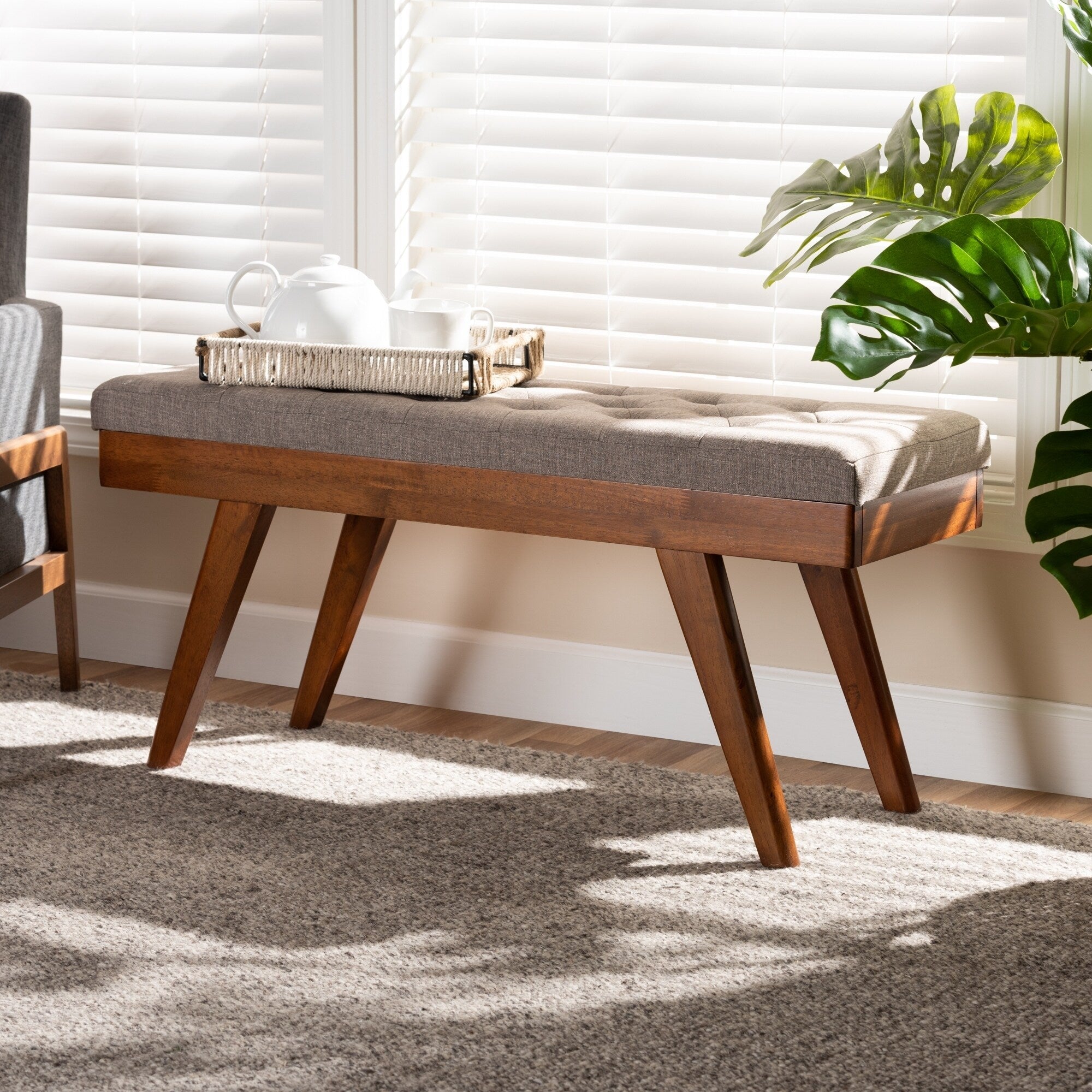 Carson Carrington Idsjon Mid Century Fabric Dining Bench