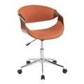 Curvo Mid Century Modern Office Chair In Walnut Wood And Woven Fabric