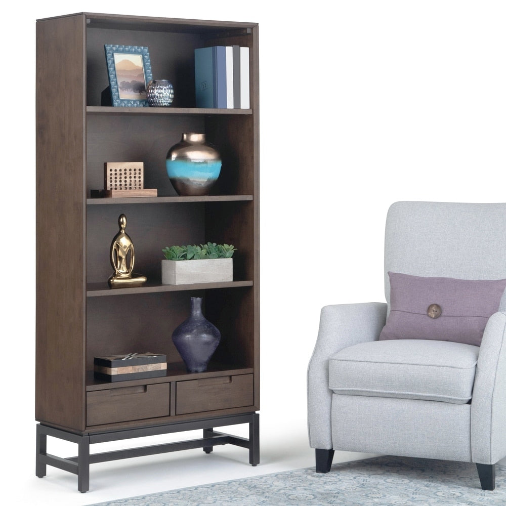 Carson Carrington Kannan Solid Hardwood And Metal Modern Industrial Bookcase