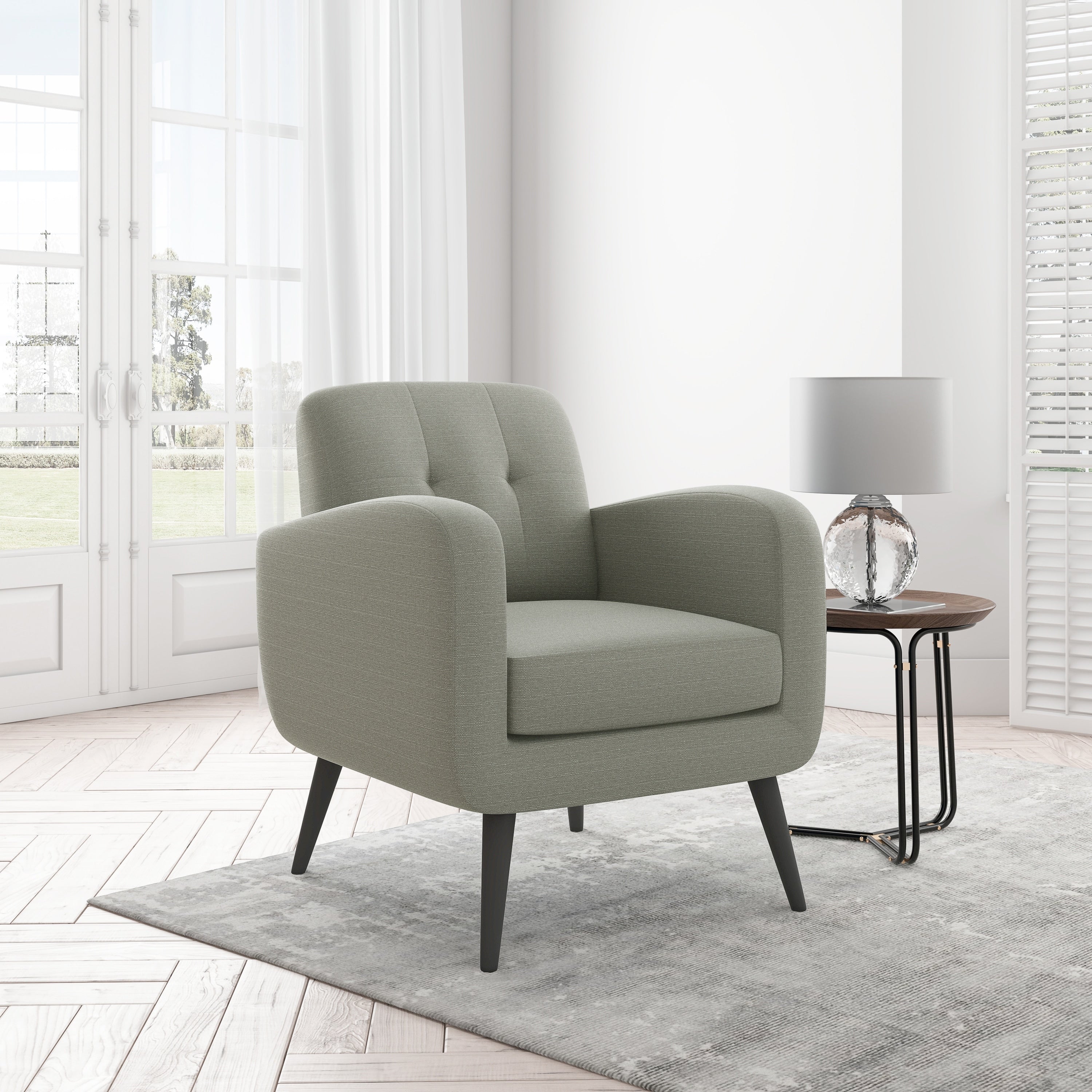 Carson Carrington Keflavik Mid Century Dove Grey Linen Arm Chair