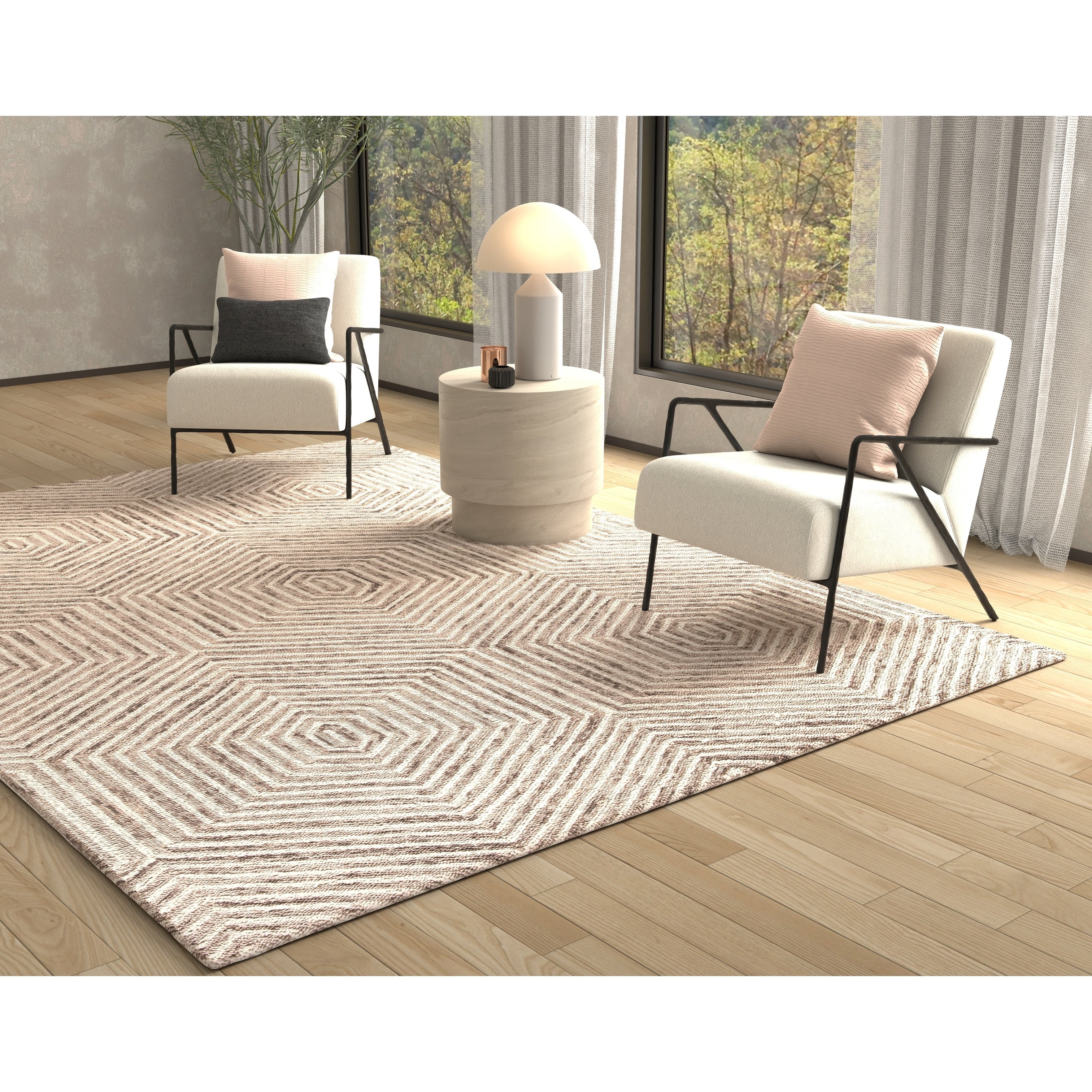 Domani Bryant Contemporary Ivory Geometric Honeycomb Area Rug