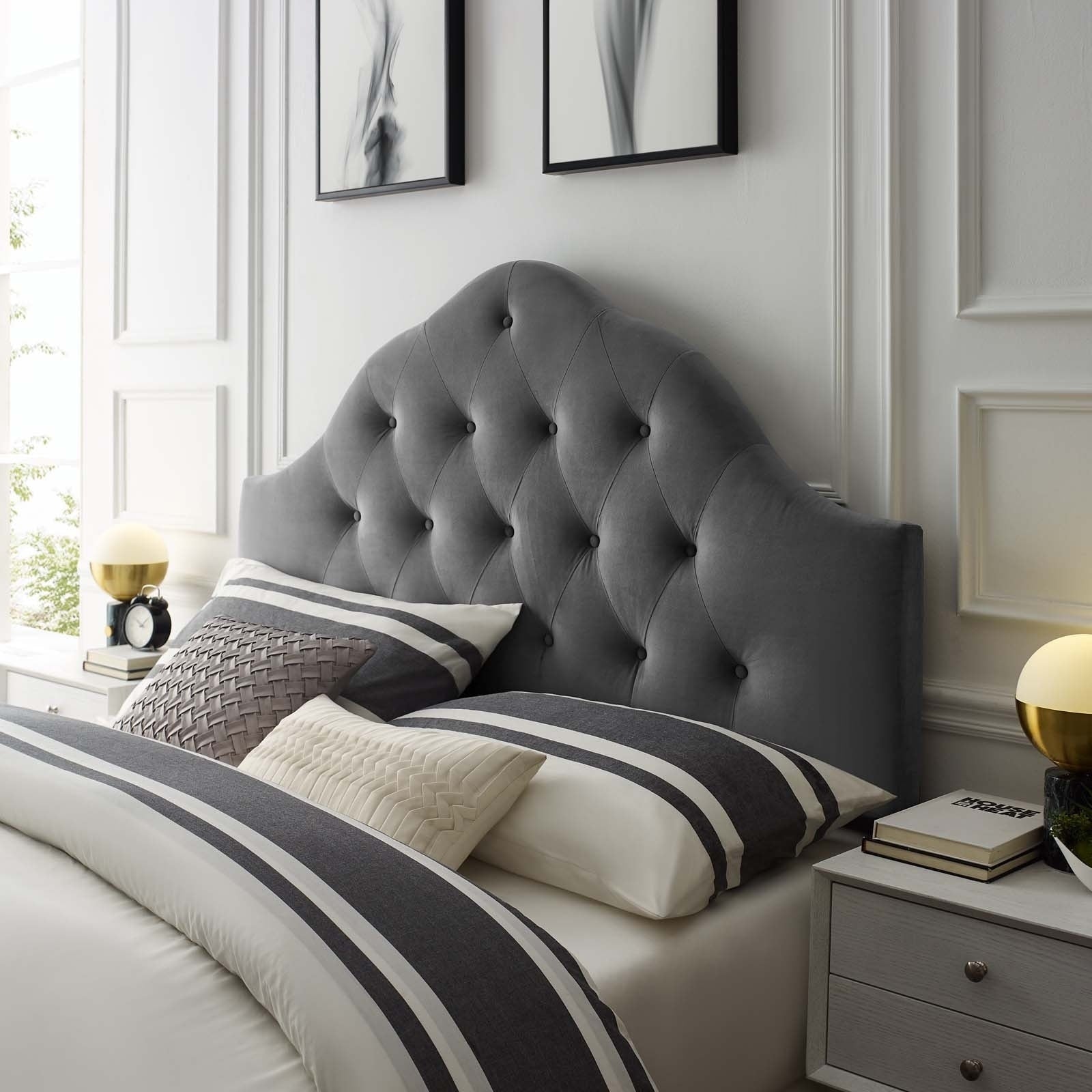 Sovereign Twin Diamond Tufted Performance Velvet Headboard