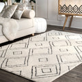 Carson Carrington Logumkloster Handmade Moroccan Diamond Trellis Wool Natural Area Rug 76 X 96