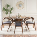 Carson Carrington Lund Mid Century 5 Piece Large Wood Rectangular Dining Set With Curved Legs