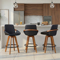 Cosmo Mid Century Counter Stool In Walnut And Faux Leather
