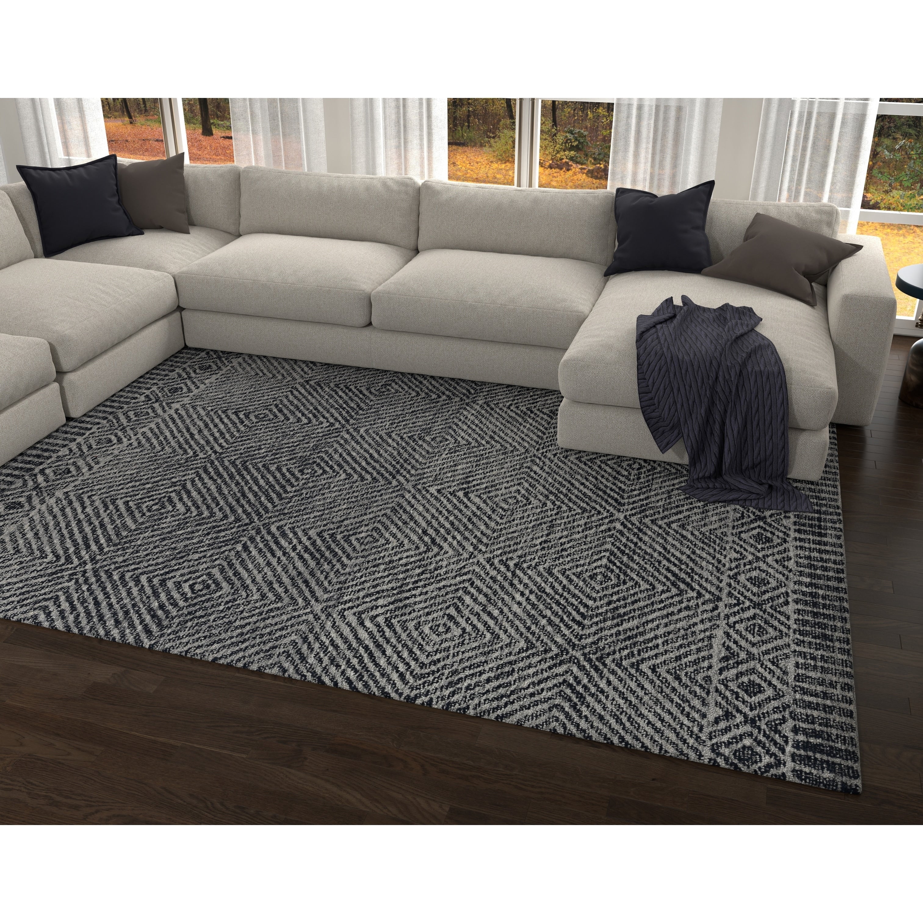 Carson Carrington Hand Tufted Geometric Diamond Rug