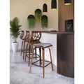 Folia Mid Century Modern Counter Stools In Walnut With Upholstered Seat Set Of 2