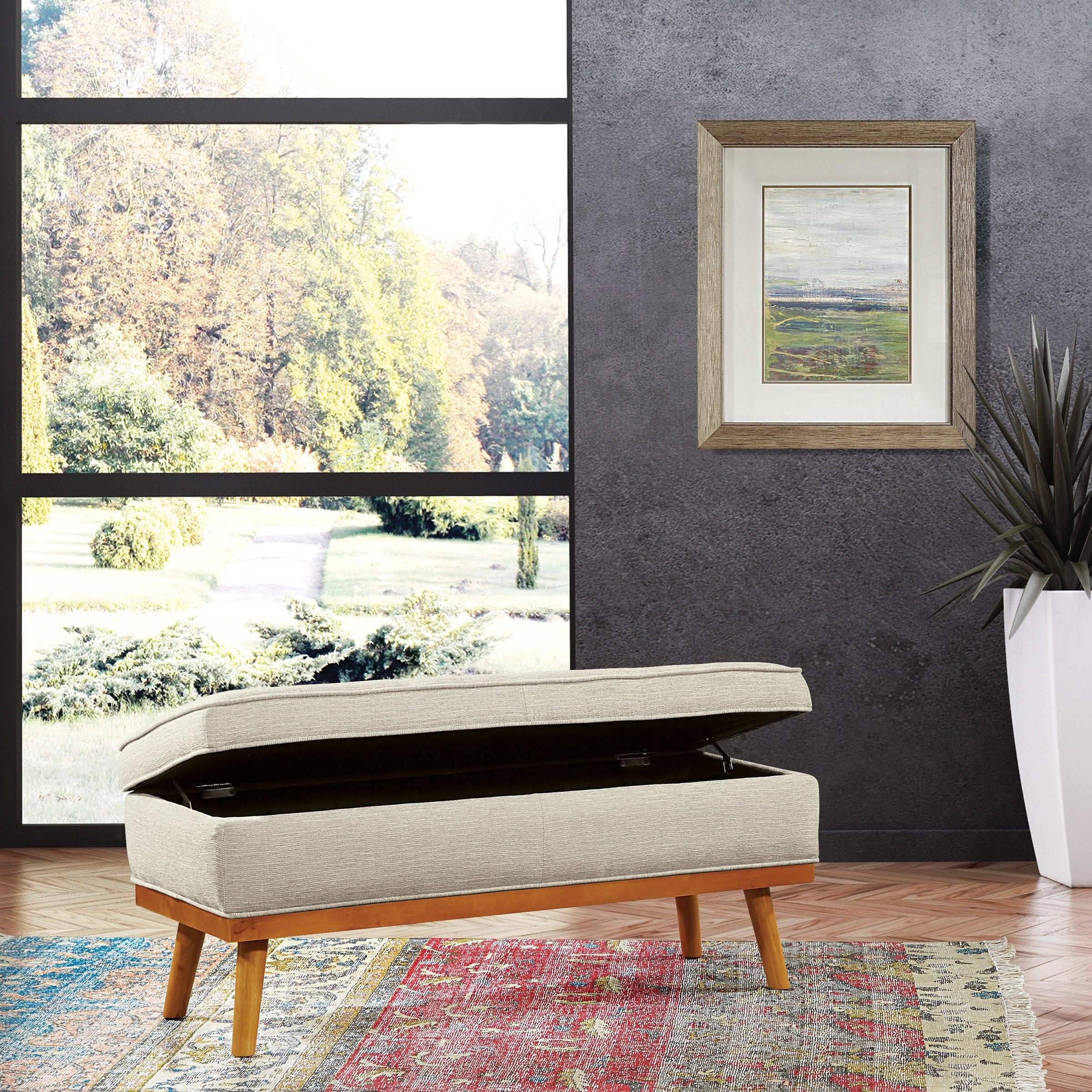 Carson Carrington Sastamala Mid Century Storage Bench