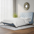 Baxton Studio Hermia Mid Century Modern Sky Blue Fabric Platform Bed