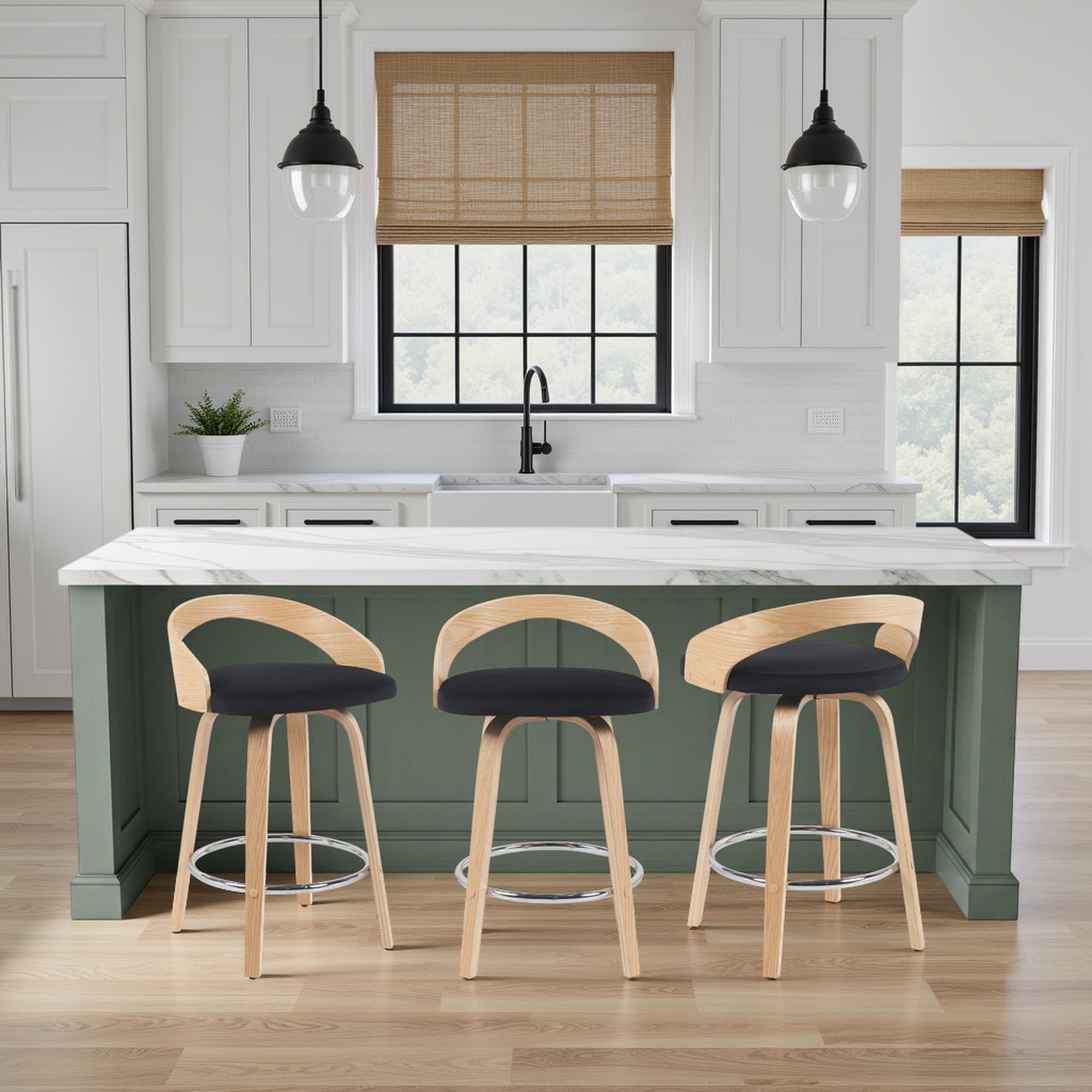 Carson Carrington Skara Walnut Upholstered Wood Barstool