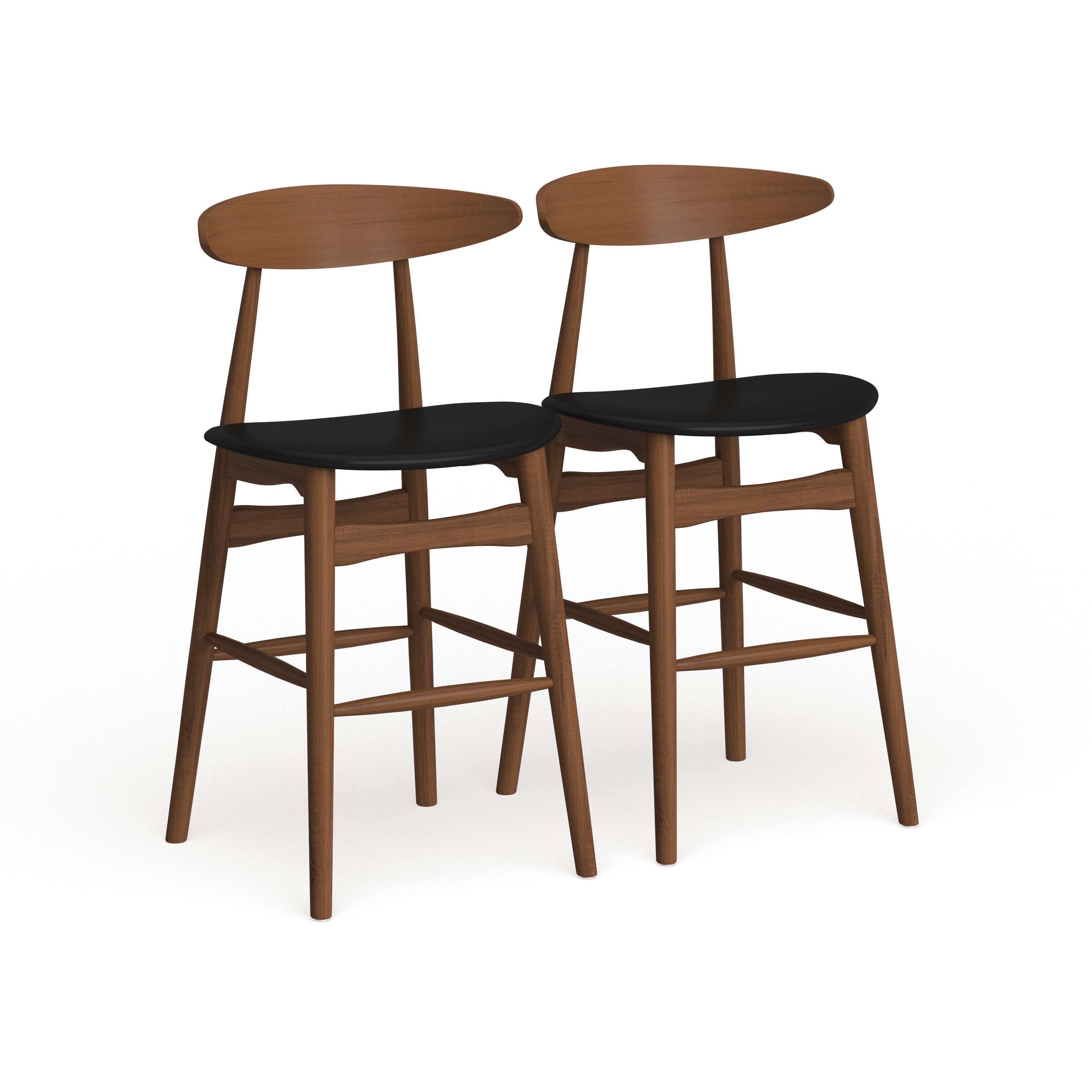 Carson Carrington Solna Mid Century Black Faux Leather Counter Stool Set Of 2