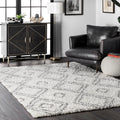 Palm Canyon Yorba Moroccan Trellis White And Grey Shag Rug 7 10 X 10