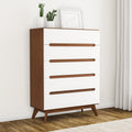 Carson Carrington Sundsvall Mid Century White And Walnut 5 Drawer Chest
