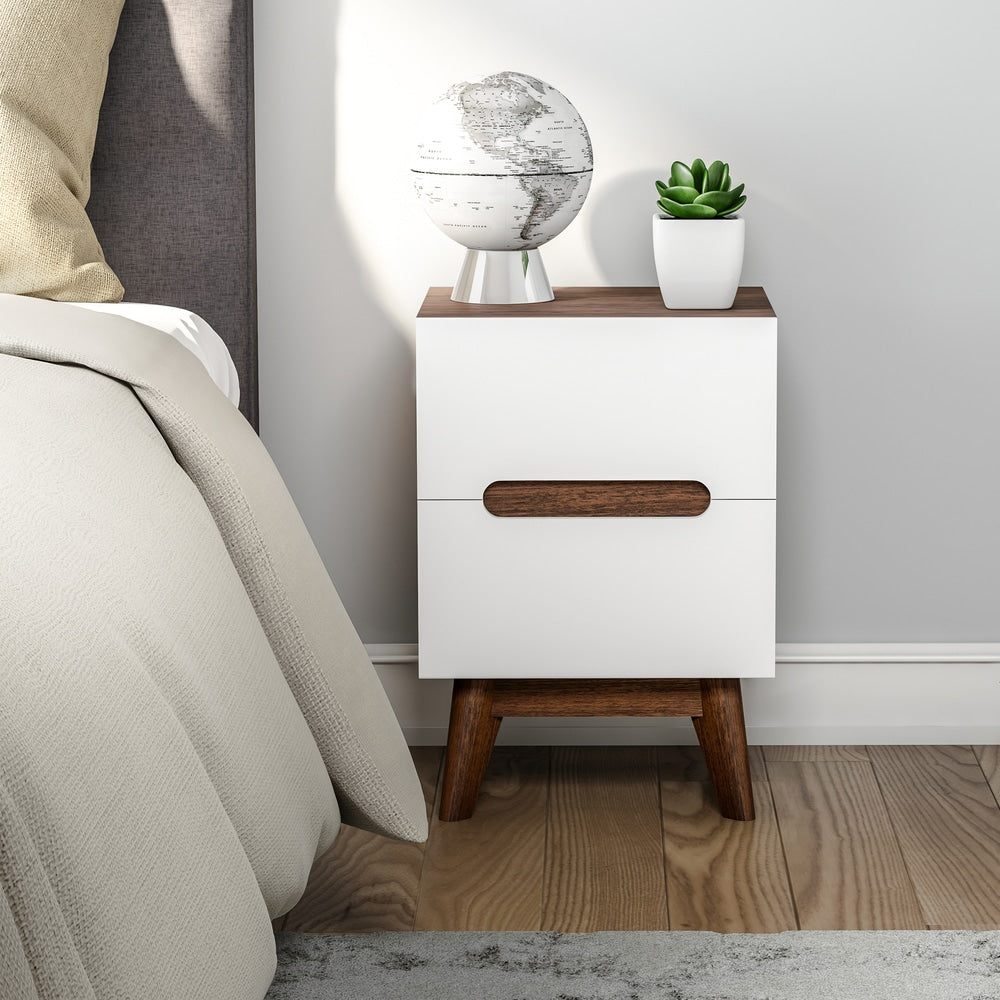 Carson Carrington Sundsvall Mid Century White And Walnut Nightstand