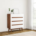 Carson Carrington Sundsvall Mid Century White And Walnut 4 Drawer Chest